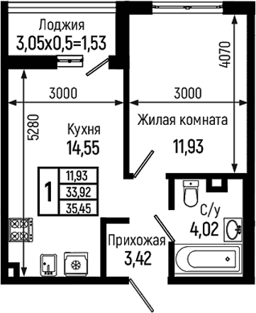 Продается 1-комн. квартира, 33.92 м²