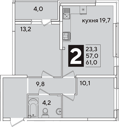 Продается 3-комн. квартира, 57 м²