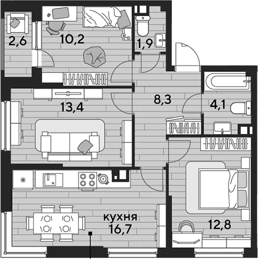 Продается 3-комн. квартира, 67.4 м²