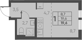 Продается 1-комн. квартира, 19.6 м²