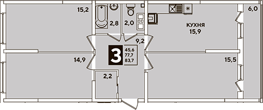 Продается 4-комн. квартира, 77.7 м²