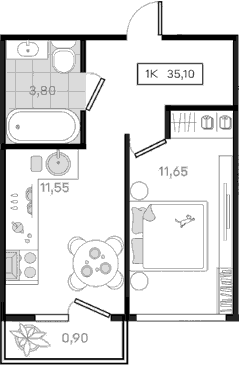 Продается 1-комн. квартира, 34.2 м²