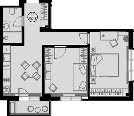 Продается 1-комн. квартира, 51.2 м²