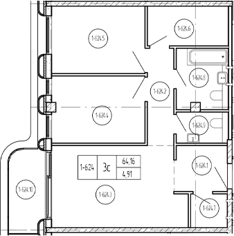 Продается 3-комн. квартира, 64.11 м²