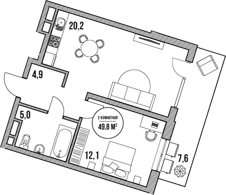 Продается 2-комн. квартира, 42.2 м²