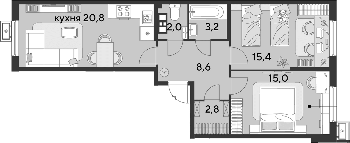 Продается 3-комн. квартира, 67.8 м²