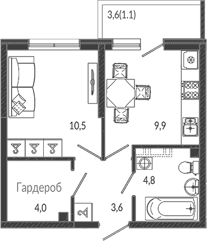 Продается 1-комн. квартира, 32.8 м²