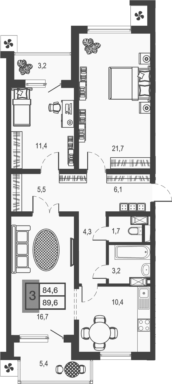Продается 3-комн. квартира, 80.94 м²