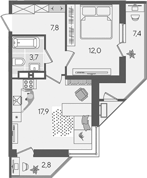 Продается 2-комн. квартира, 41.4 м²