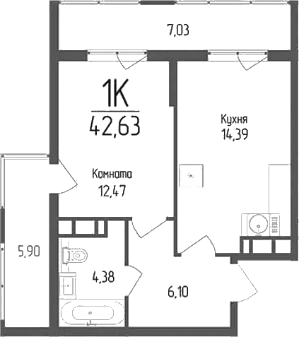 Продается 1-комн. квартира, 37.34 м²