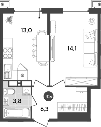 Продается 1-комн. квартира, 37.2 м²