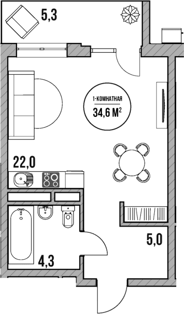 Продается 1-комн. квартира, 31.3 м²