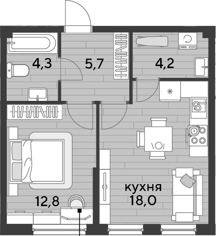 Продается 1-комн. квартира, 45 м²