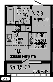 Продается 1-комн. квартира, 25.2 м²