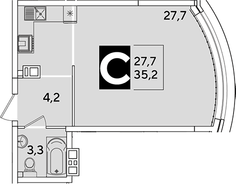 Продается 1-комн. квартира, 35.2 м²