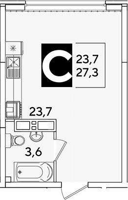 Продается 1-комн. квартира, 27.3 м²