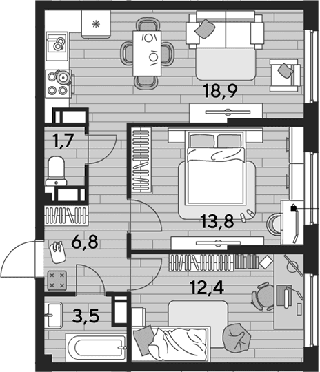 Продается 2-комн. квартира, 57 м²