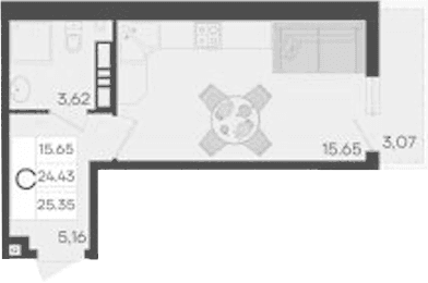 Продается 1-комн. квартира, 24.43 м²