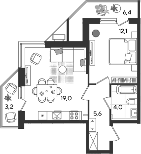 Продается 2-комн. квартира, 40.7 м²