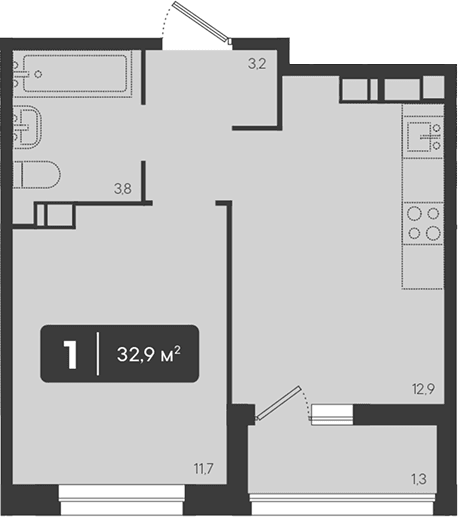 Продается 1-комн. квартира, 31.6 м²