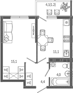 Продается 1-комн. квартира, 34.6 м²