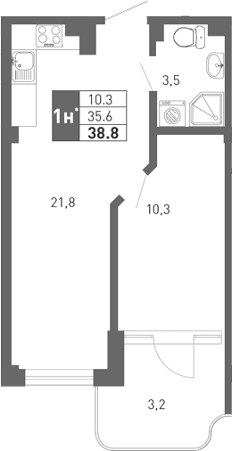 Продается 2-комн. квартира, 34.7 м²