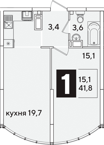 Продается 2-комн. квартира, 41.8 м²