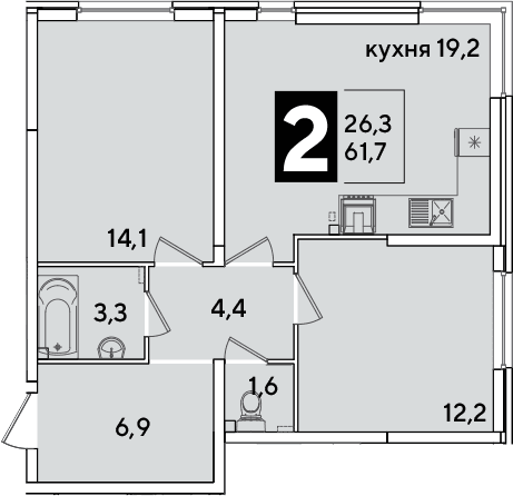 Продается 3-комн. квартира, 61.7 м²