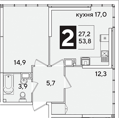 Продается 3-комн. квартира, 53.6 м²