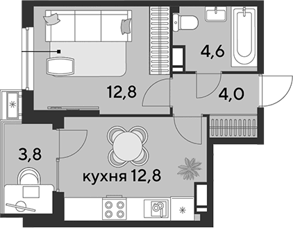 Продается 1-комн. квартира, 34.2 м²