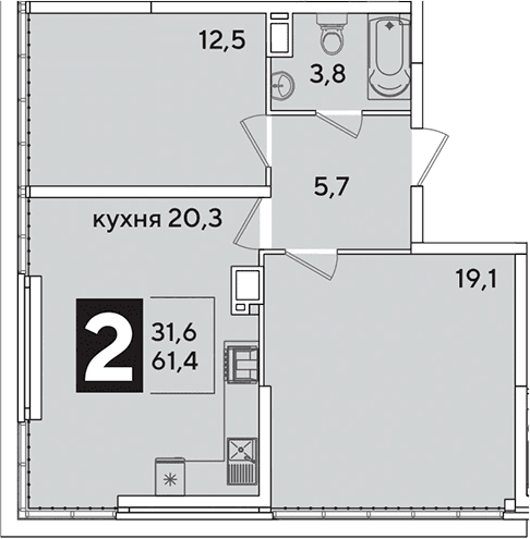 Продается 3-комн. квартира, 61.4 м²
