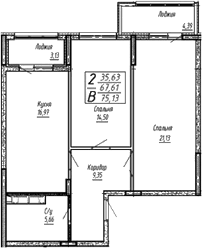 Продается 3-комн. квартира, 67.61 м²