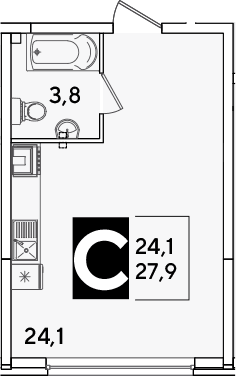 Продается 1-комн. квартира, 27.9 м²