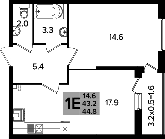Продается 2-комн. квартира, 42.85 м²
