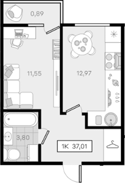 Продается 1-комн. квартира, 36.12 м²