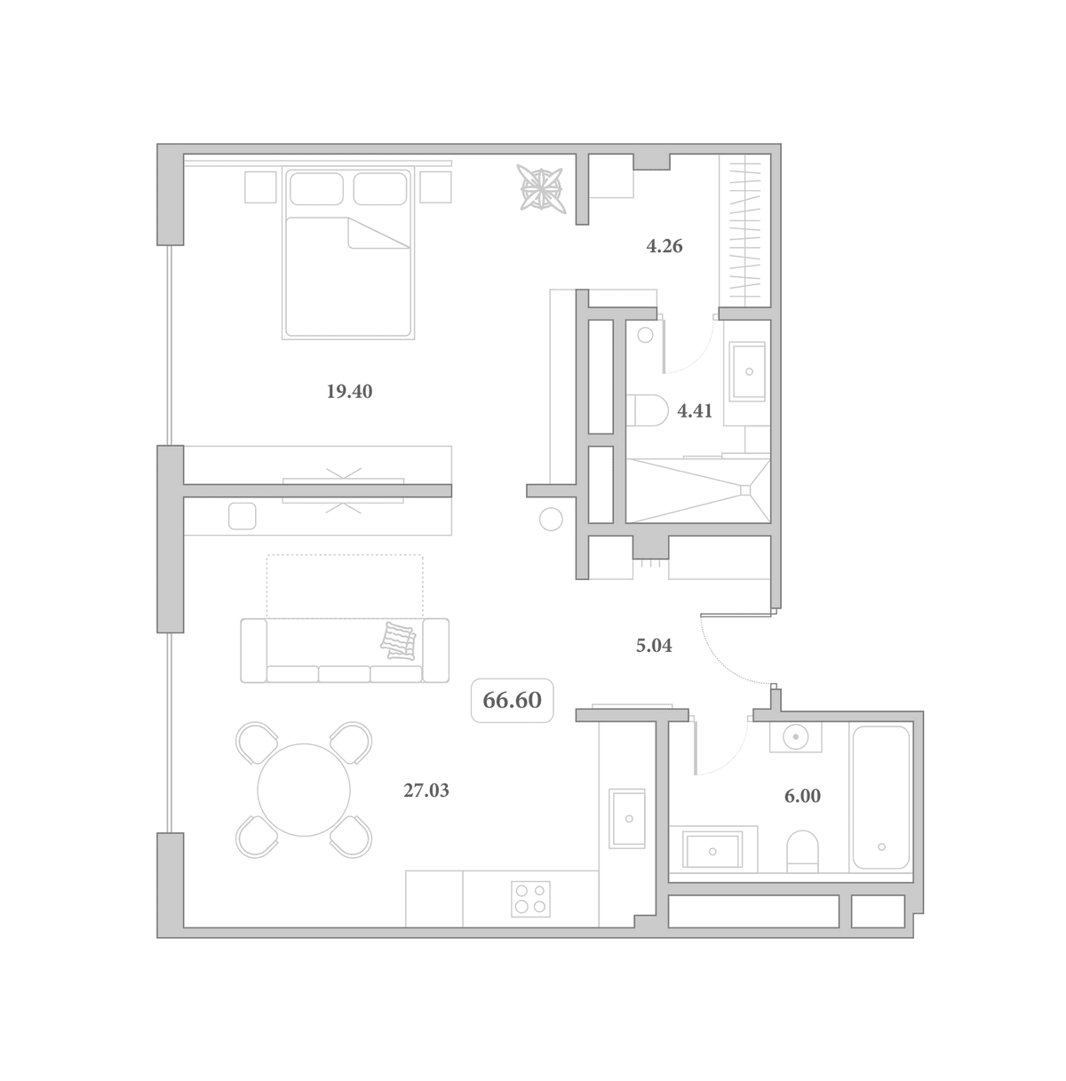 Продается 2-комн. квартира, 66.6 м²