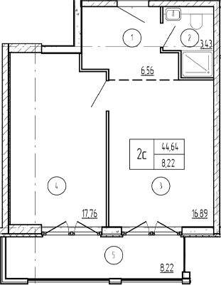 Продается 1-комн. квартира, 50.39 м²