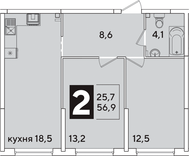 Продается 3-комн. квартира, 56.9 м²