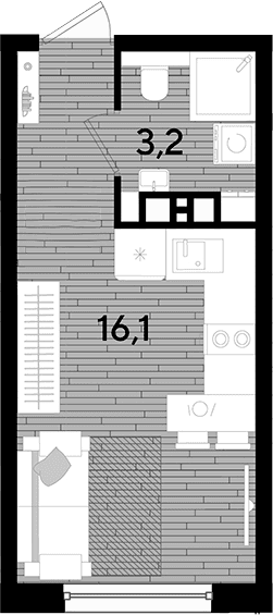 Продается 1-комн. квартира, 19.3 м²