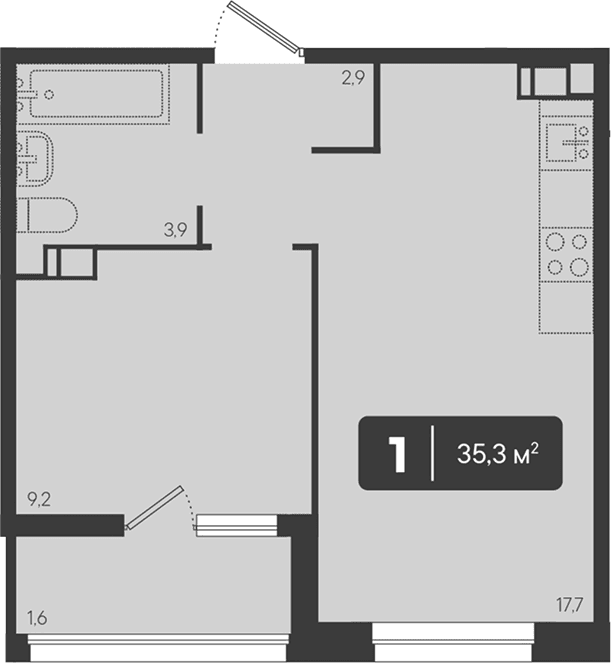 Продается 1-комн. квартира, 33.7 м²