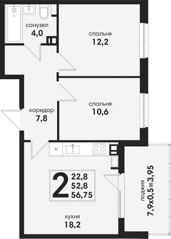 Продается 3-комн. квартира, 52.8 м²