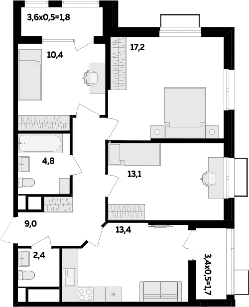 Продается 3-комн. квартира, 70.3 м²