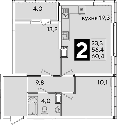 Продается 3-комн. квартира, 56.4 м²