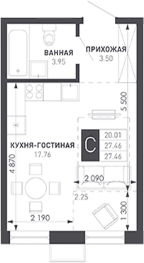 Продается 1-комн. квартира, 28.73 м²