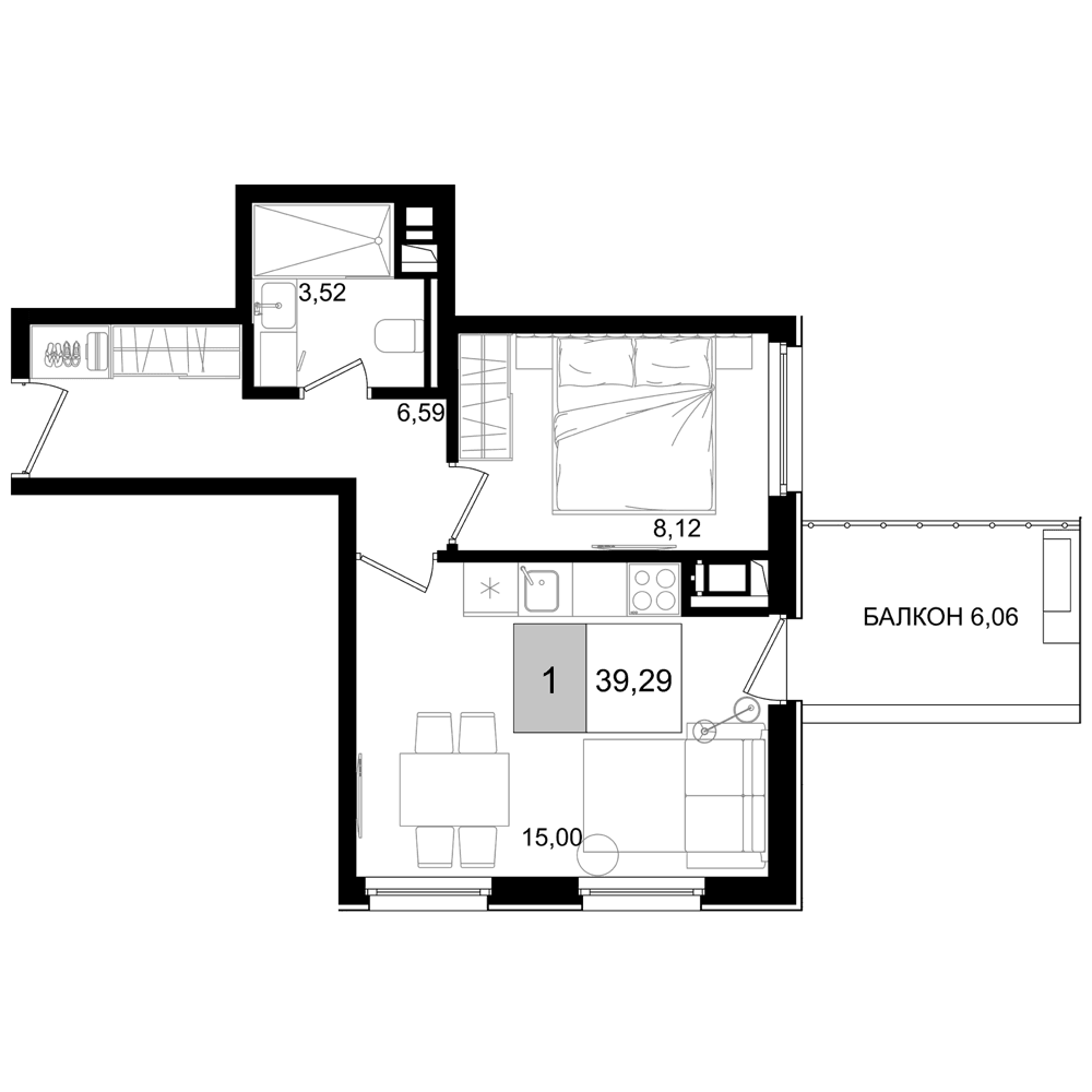 Продается 2-комн. квартира, 33.23 м²