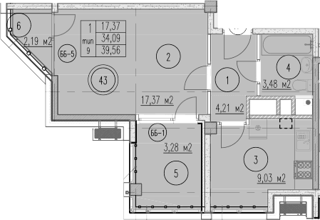 Продается 1-комн. квартира, 36.63 м²