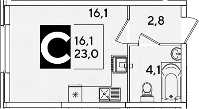 Продается 1-комн. квартира, 23 м²