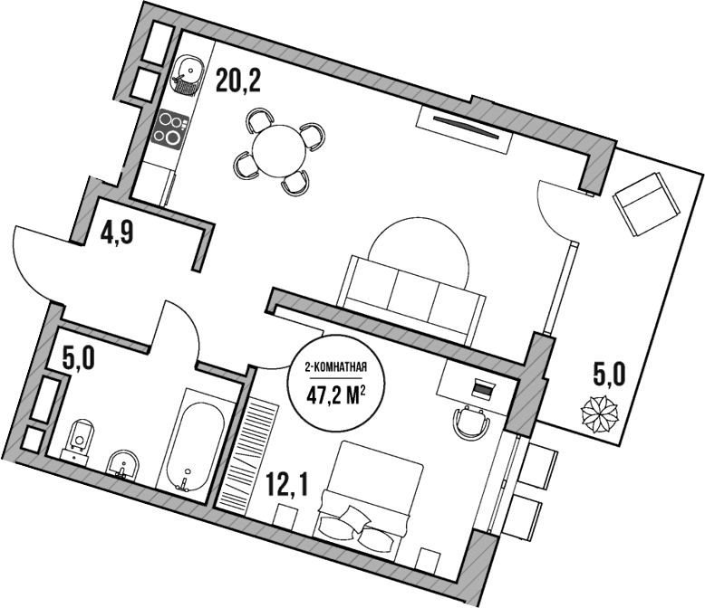 Продается 2-комн. квартира, 42.2 м²