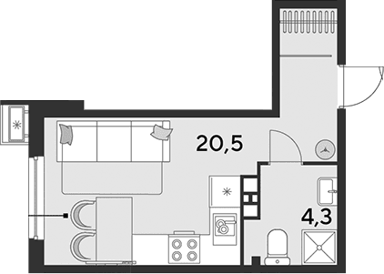 Продается 1-комн. квартира, 24.8 м²
