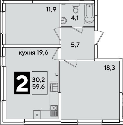 Продается 3-комн. квартира, 59.6 м²